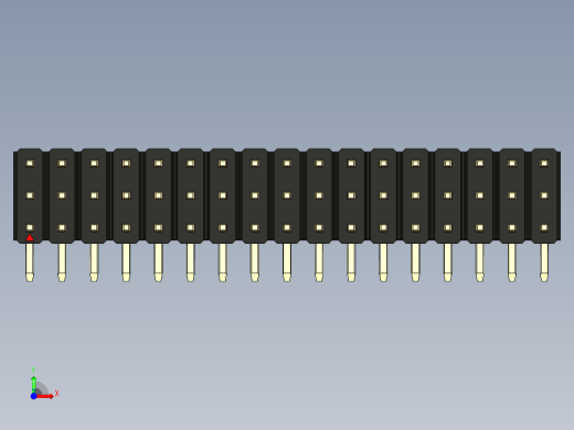 彩色公排针 100mil 2.54mm 系列-DS1022_black_3x17p_100mil_TypeD_rev1.0前视缩略图