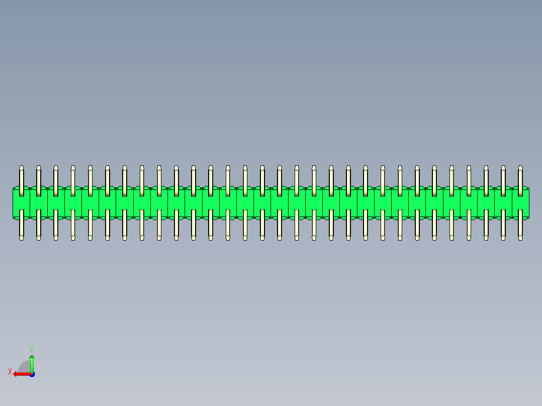 彩色公排针 100mil 2.54mm 系列-DS1022_green_60p_100mil_TypeSMT_rev1.0后视图
