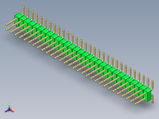彩色公排针 100mil 2.54mm 系列-DS1022_green_60p_100mil_TypeSMT_rev1.0正等轴测缩略图