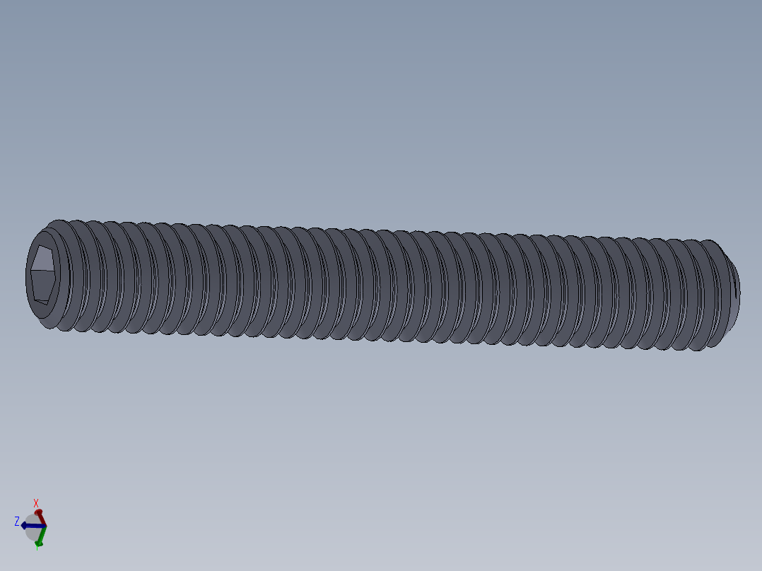 UNC 平头紧定螺钉-UNC SET SCREW 0.375 x2.500.SLDPRT主视图