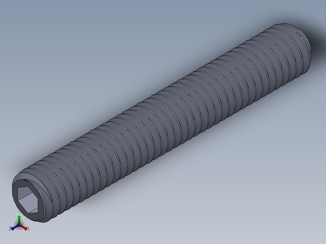 UNC 平头紧定螺钉-UNC SET SCREW 0.375 x2.500.SLDPRT正等轴测图