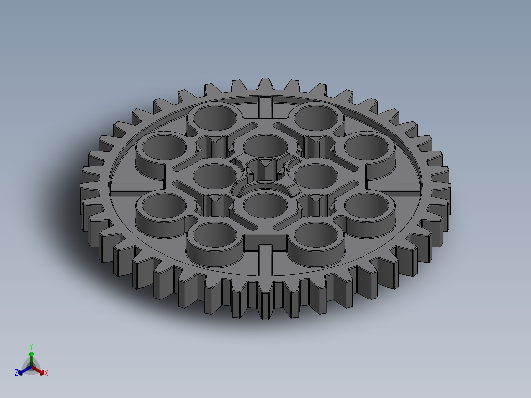 3649 Medium Stone Grey Technic Gear 40 Tooth.SLDPRT主视图
