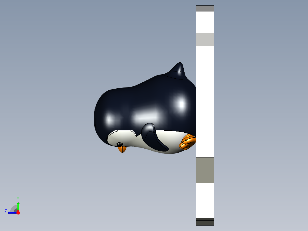 冰面上的企鹅右视图