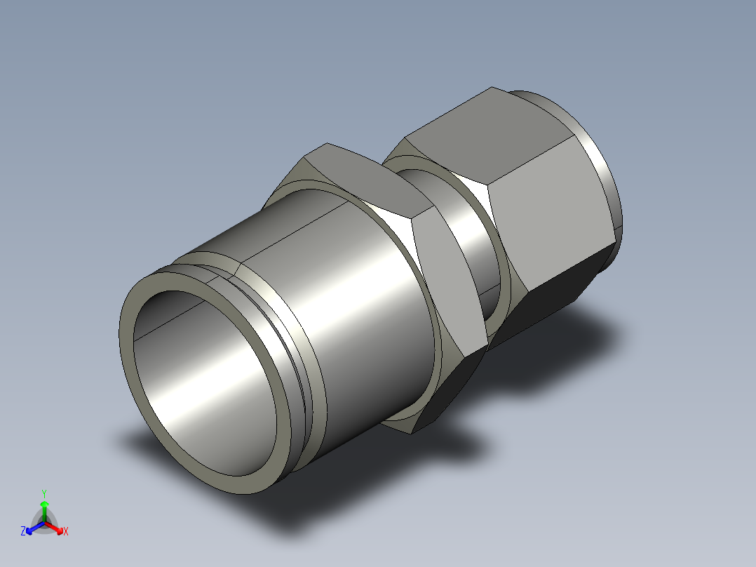 卡套式工业通用硬管接头24-12_trbu-s正等轴测图
