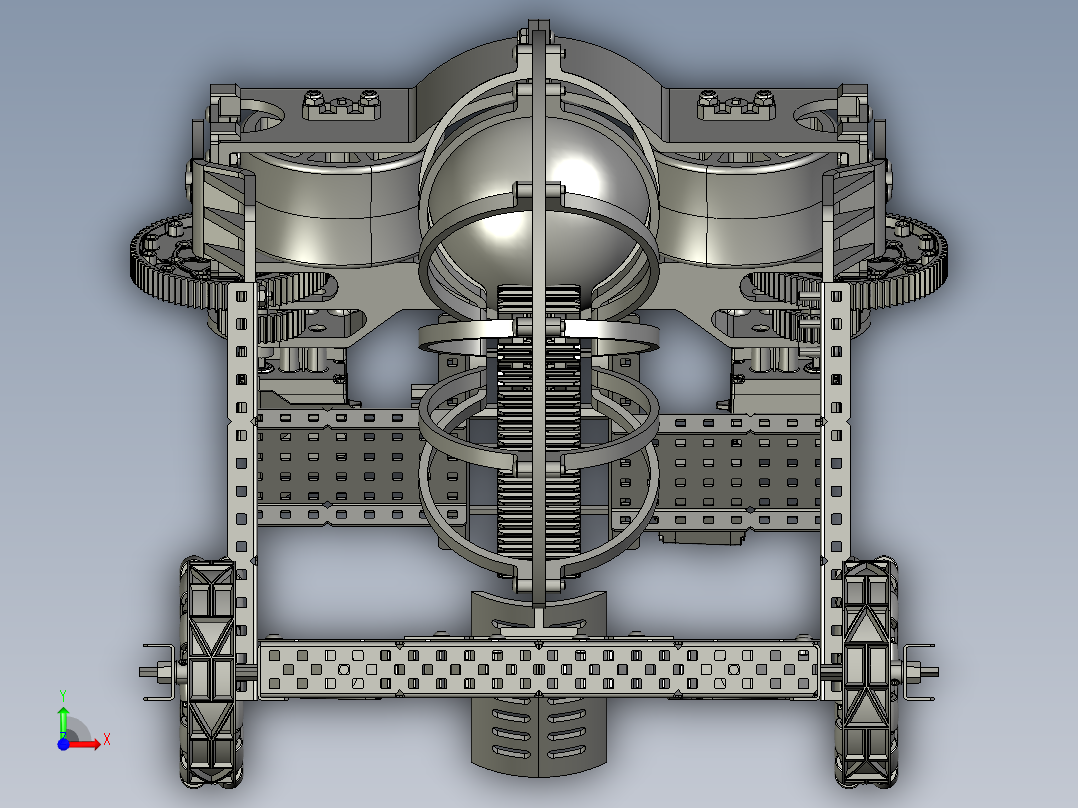 Vex全向轮发求机器人三维建模图纸 STEP格式图档前视图