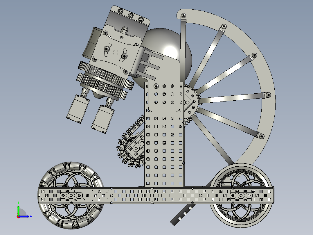 Vex全向轮发求机器人三维建模图纸 STEP格式图档左视图