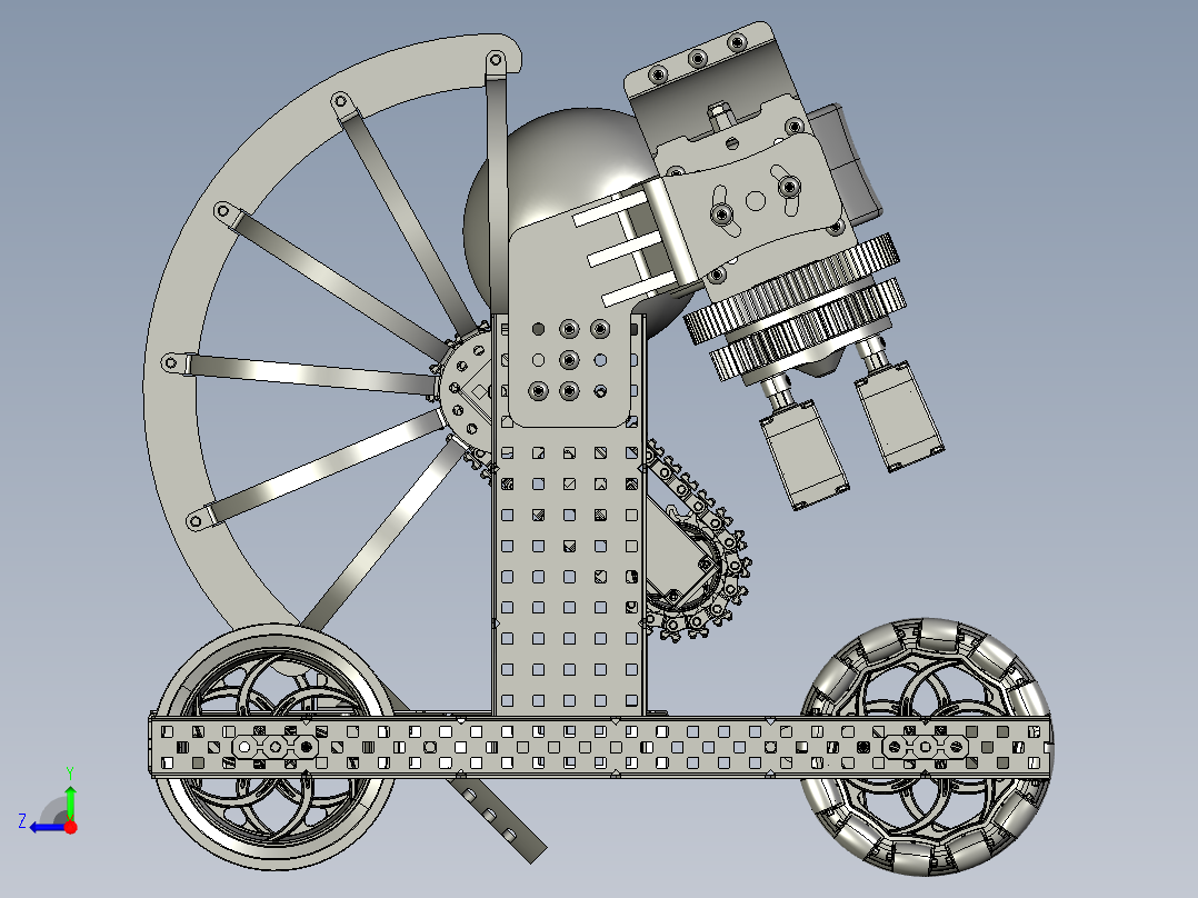 Vex全向轮发求机器人三维建模图纸 STEP格式图档右视图