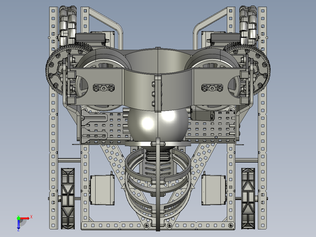 Vex全向轮发求机器人三维建模图纸 STEP格式图档俯视图