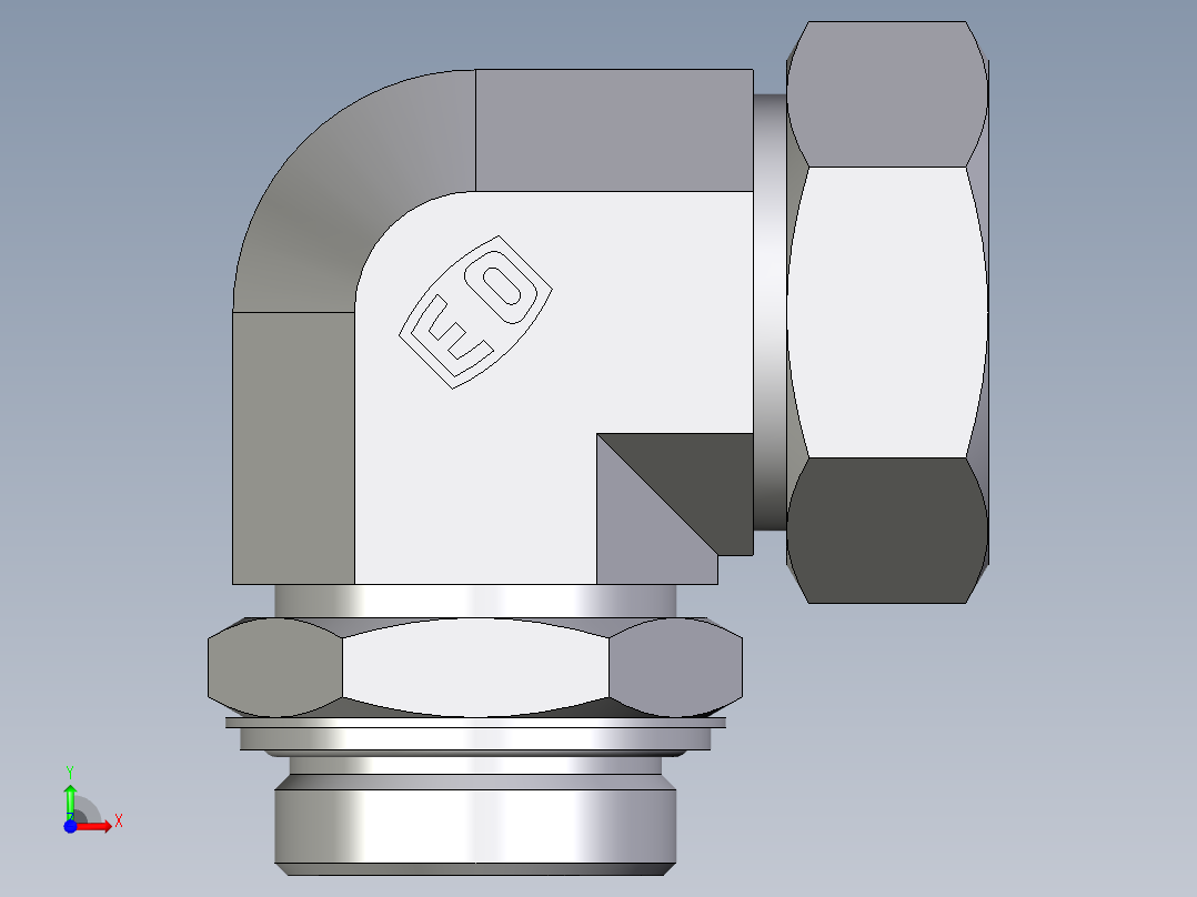 卡套式工业通用硬管接头EO_Adjustable_Locknut_elbow_WEE42LRCF前视图