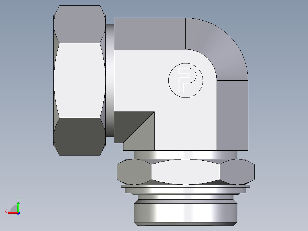 卡套式工业通用硬管接头EO_Adjustable_Locknut_elbow_WEE42LRCF后视图