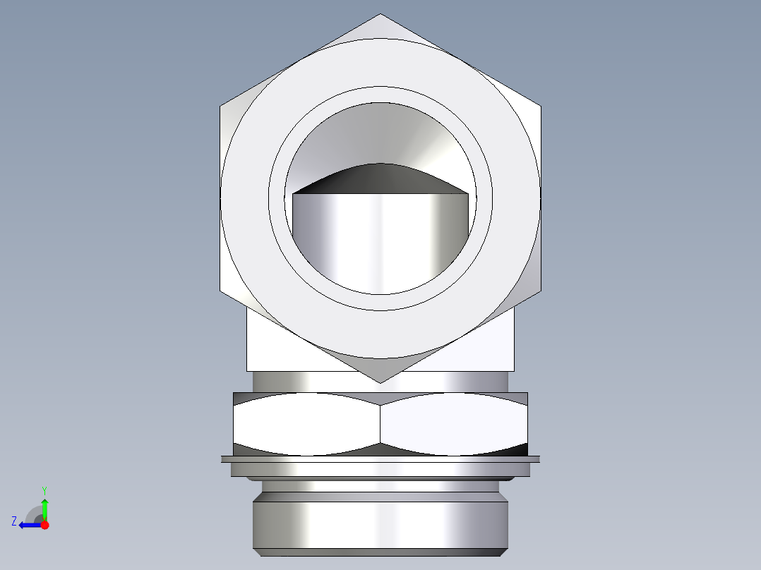卡套式工业通用硬管接头EO_Adjustable_Locknut_elbow_WEE42LRCF右视图