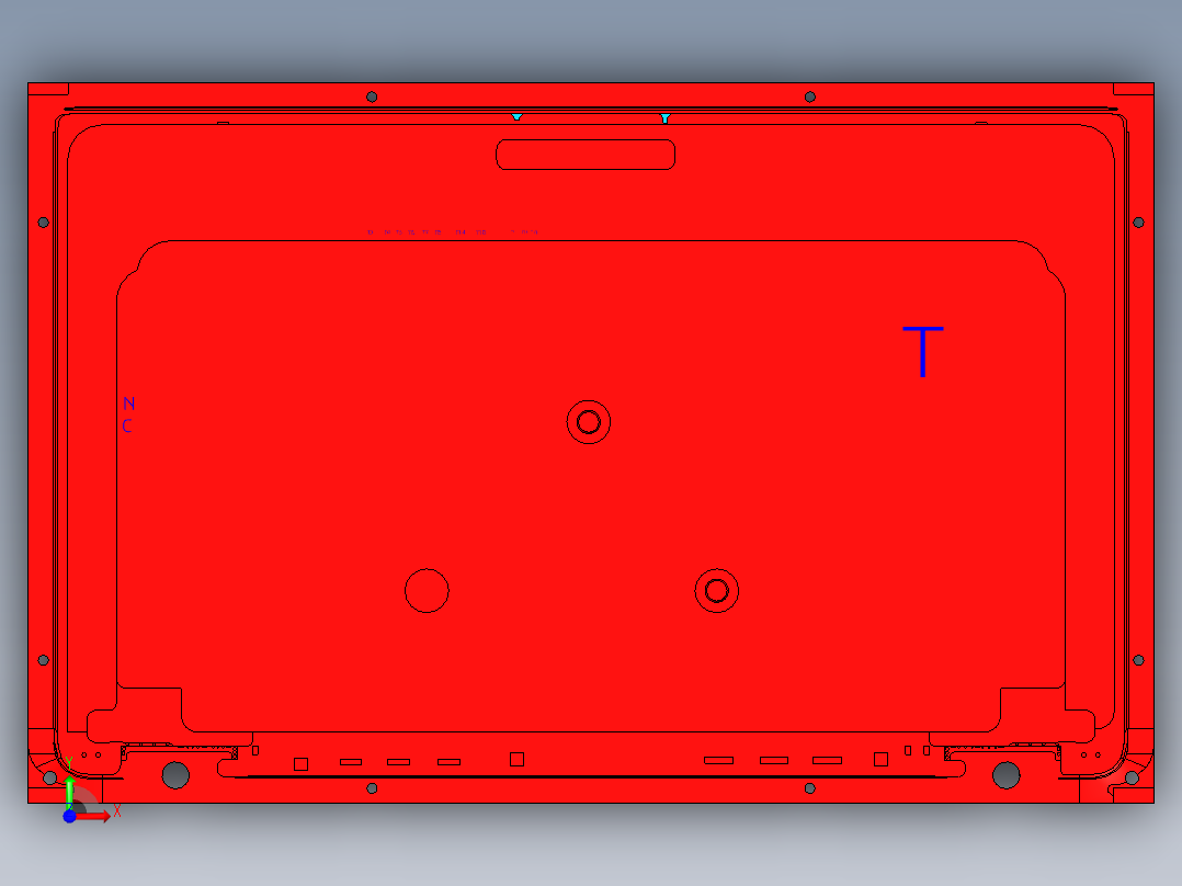板材内腔开粗UG编程程序模型前视图