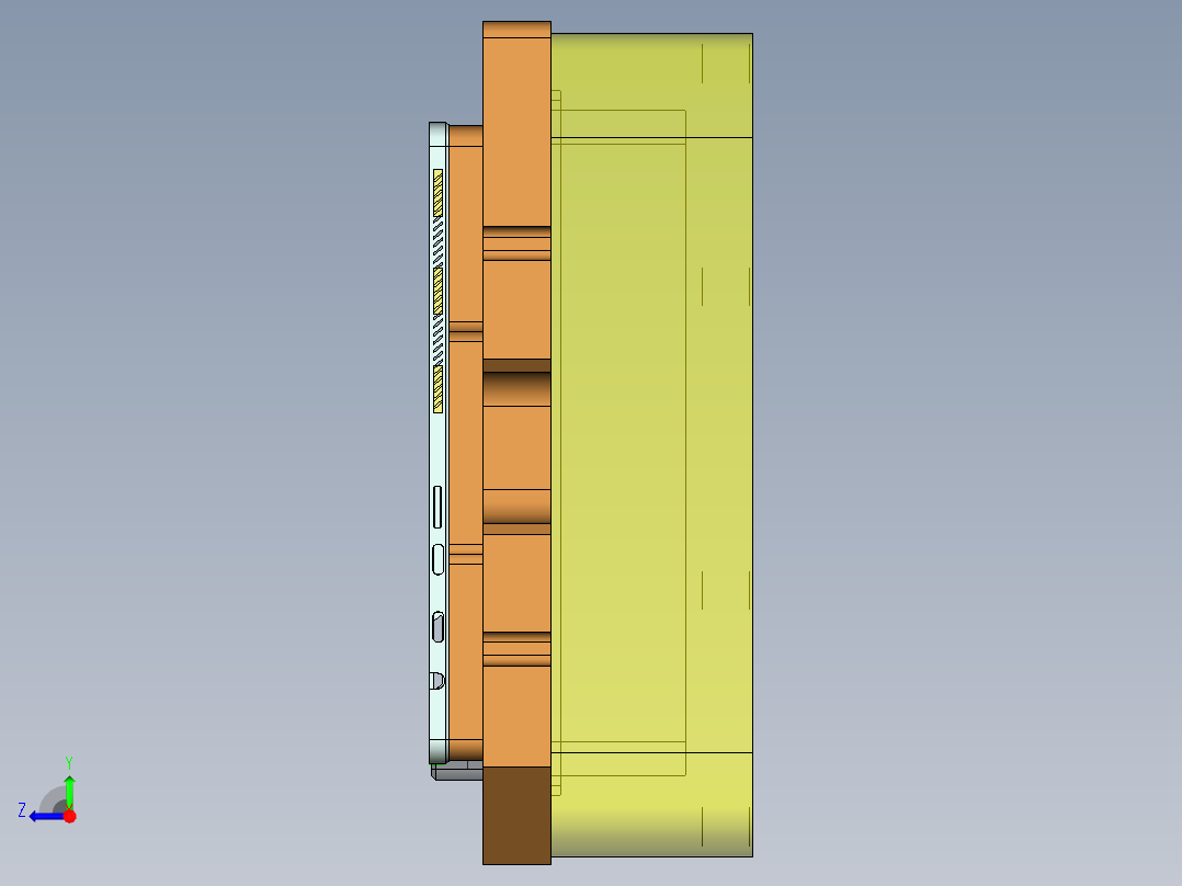 冲压平板电脑后盖铣内侧避位程序模型右视图