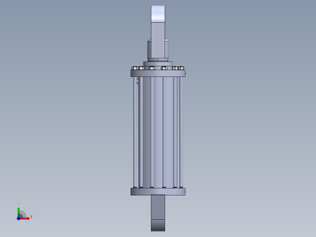 焊接型液压缸（带前端和后端安装眼）350x220x1002毫米前视图