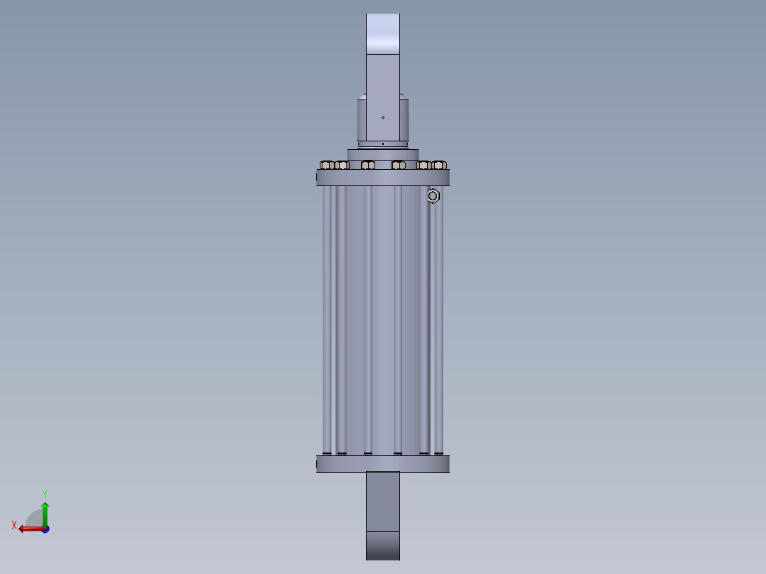 焊接型液压缸（带前端和后端安装眼）350x220x1002毫米后视图