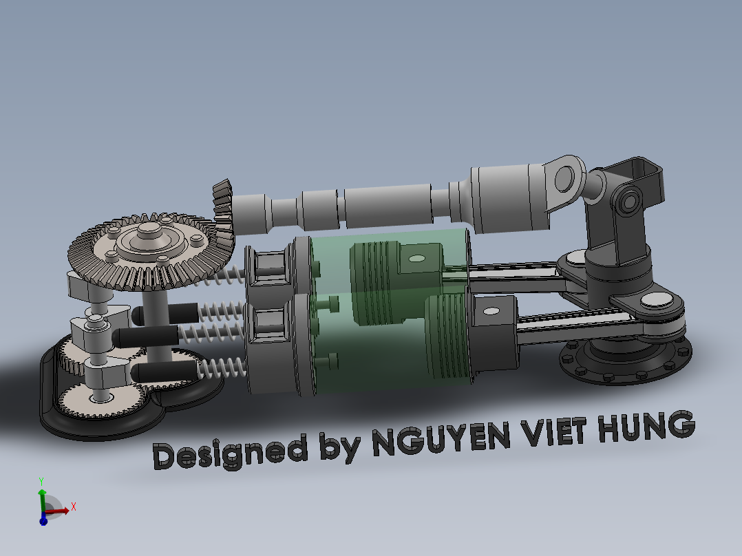 双缸传动机构三维建模图纸 solidworks设计