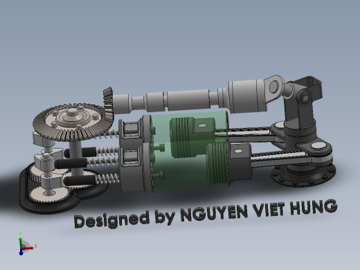 双缸传动机构三维建模图纸 solidworks设计