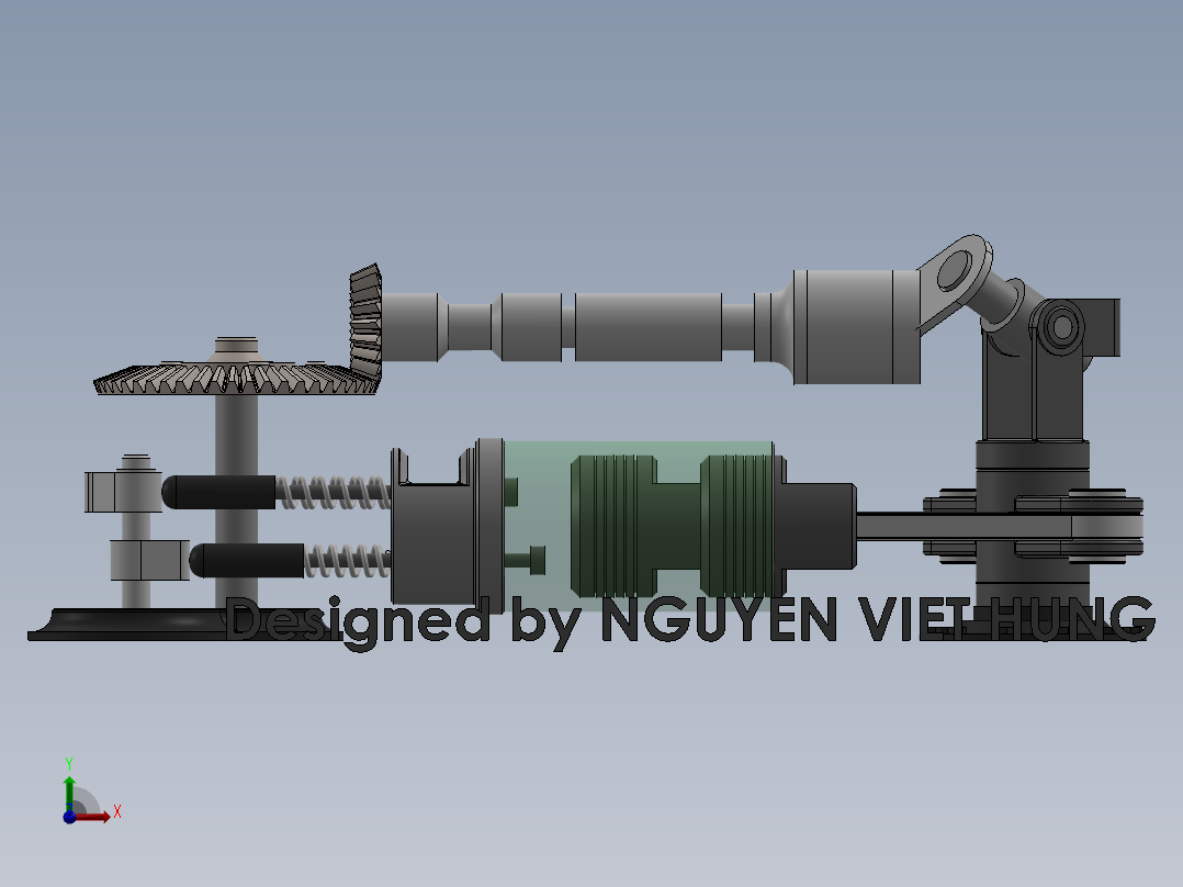 双缸传动机构三维建模图纸 solidworks设计前视图