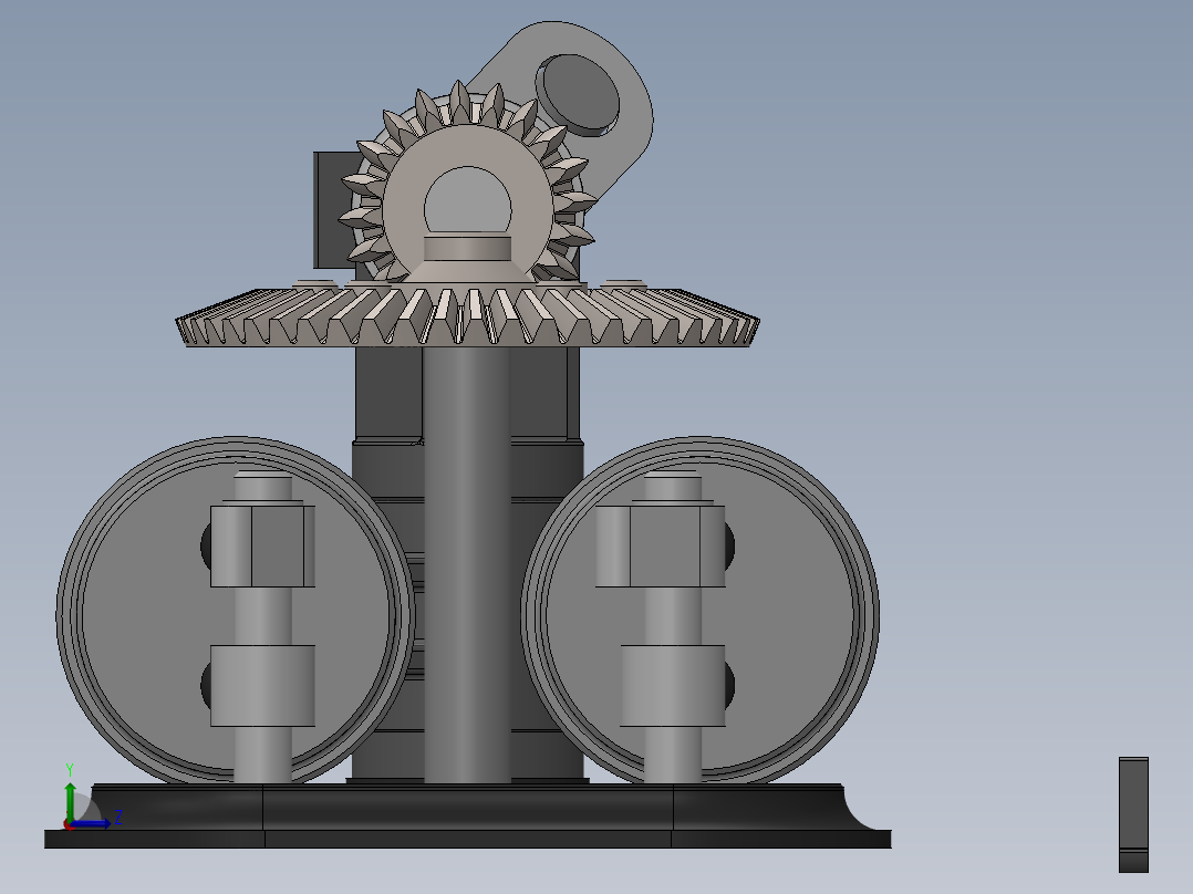 双缸传动机构三维建模图纸 solidworks设计左视图