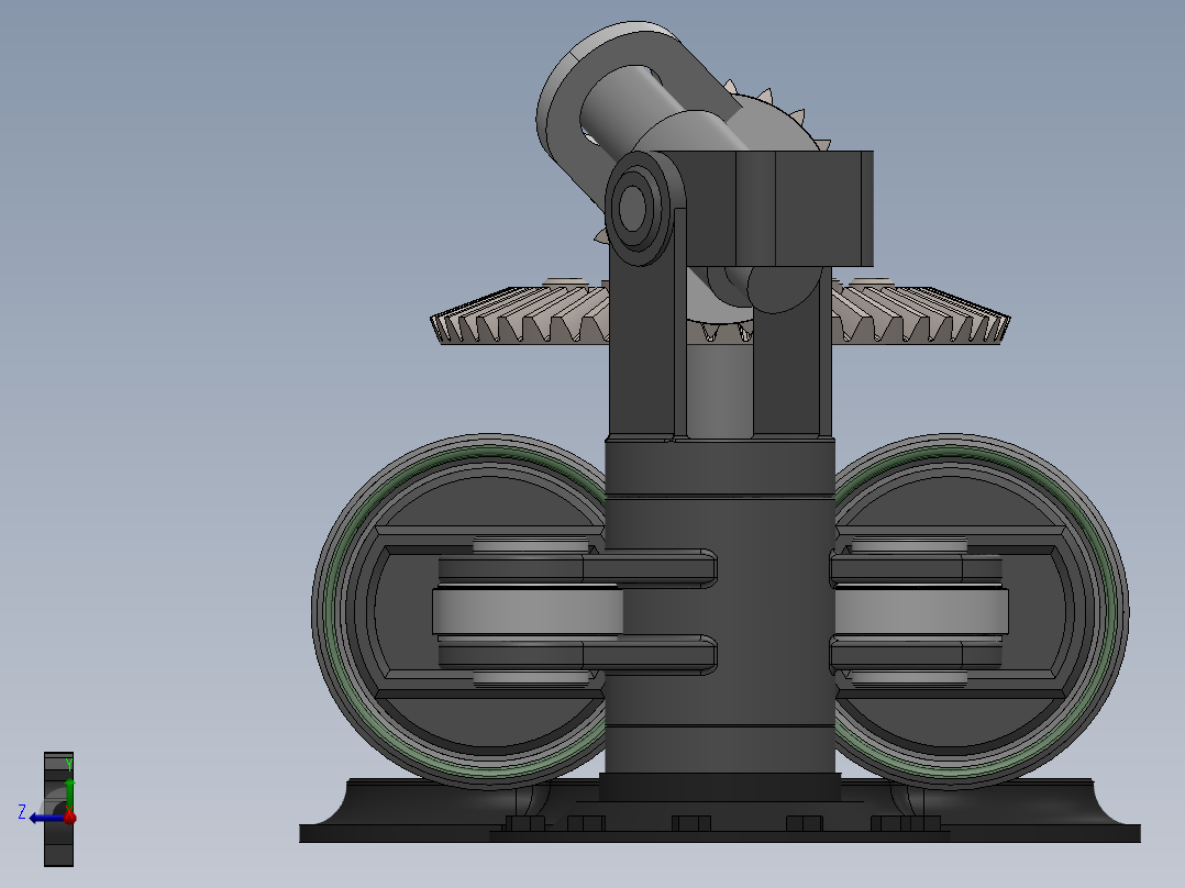 双缸传动机构三维建模图纸 solidworks设计右视图
