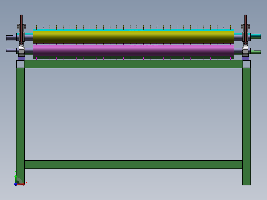 包胶辊海绵辊毛刷辊板材清洗输送机前视图