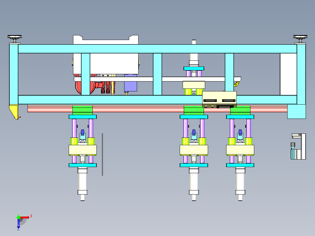中空板整形、封边、折弯一体机设备俯视图