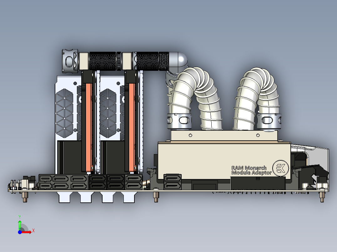 水冷式电脑主板前视图