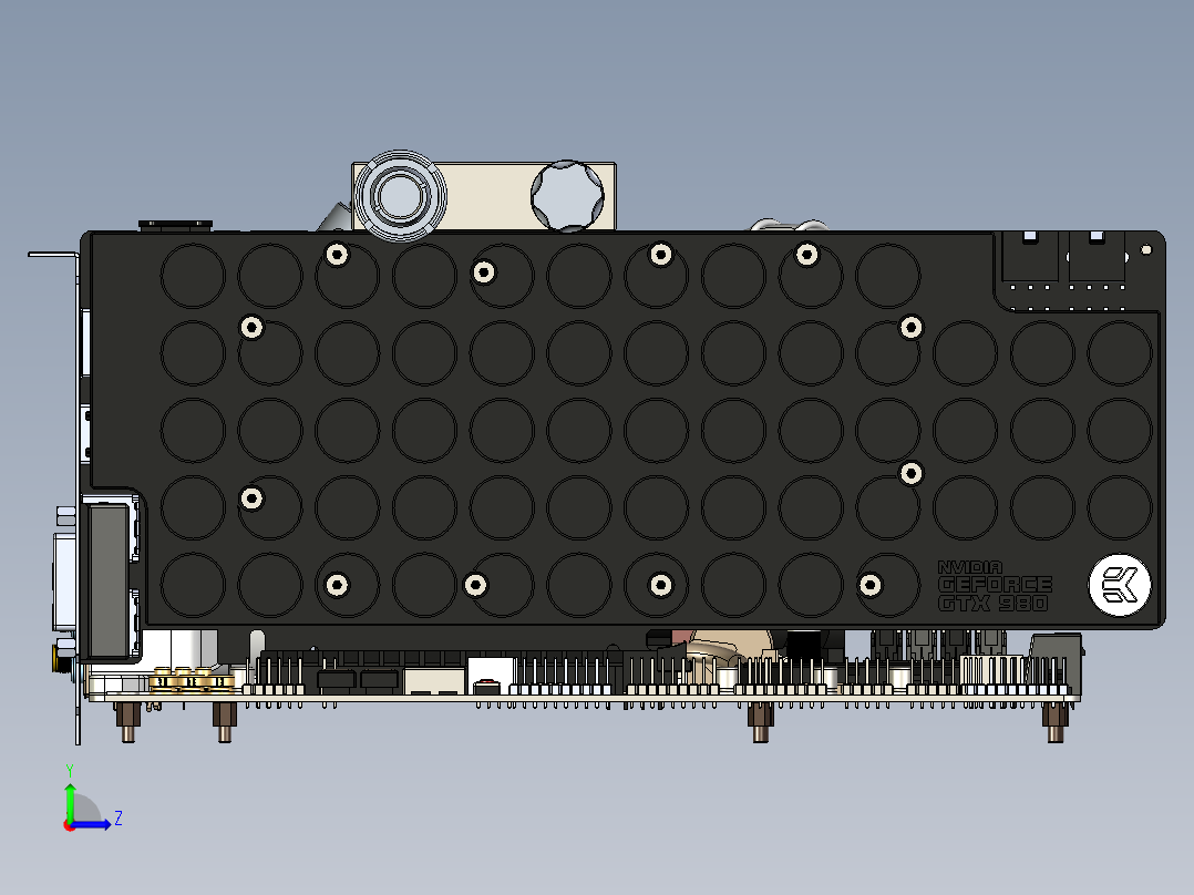 水冷式电脑主板左视图