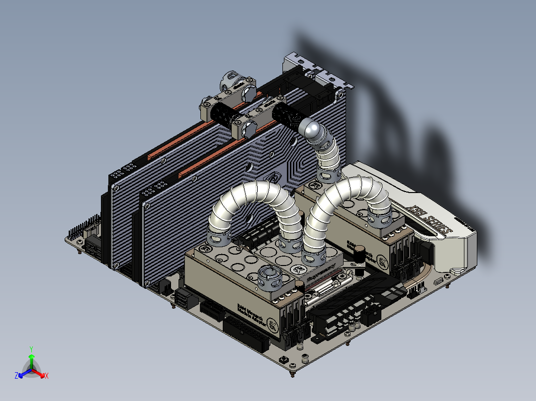水冷式电脑主板正等轴测图