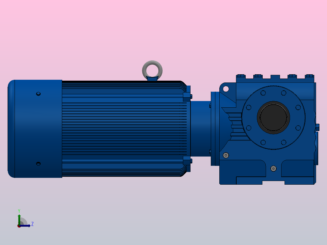 SAZ87小法兰空心轴安装斜齿-蜗轮蜗杆减速机SAZ87-YVE11-4P-13.6-M1-0°-B左视图
