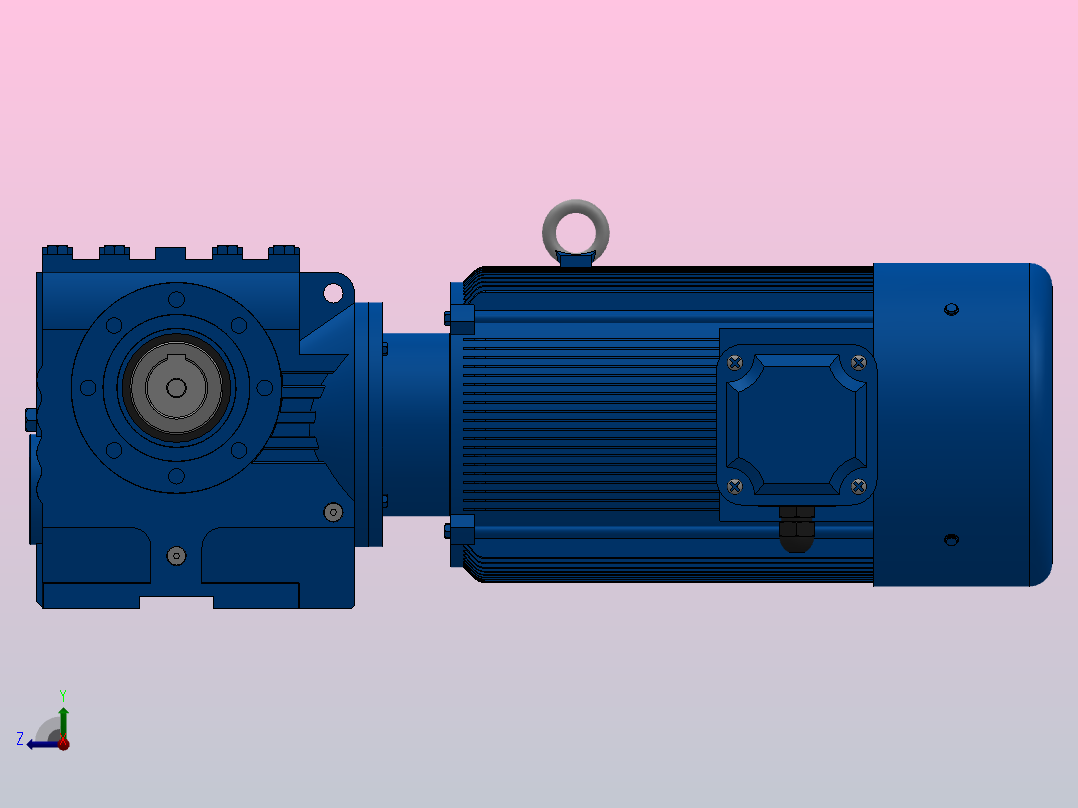 SAZ87小法兰空心轴安装斜齿-蜗轮蜗杆减速机SAZ87-YVE11-4P-13.6-M1-0°-B右视图