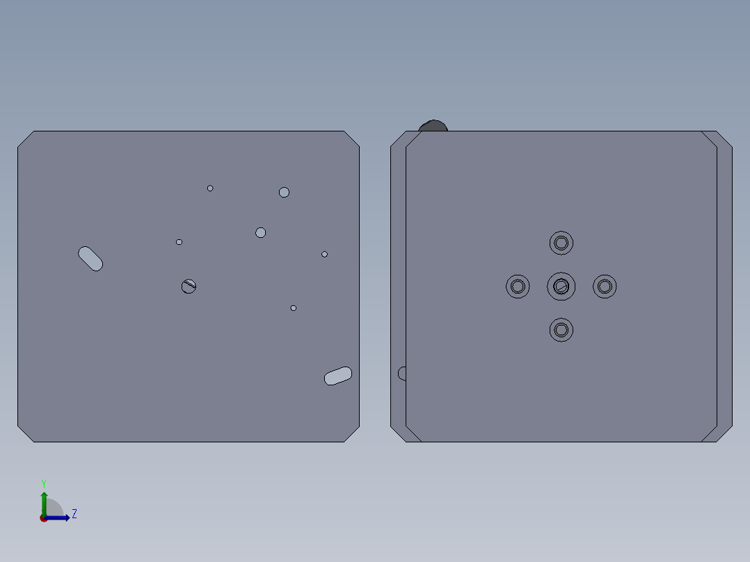 控制面板组件 左侧右侧装配夹具左视图