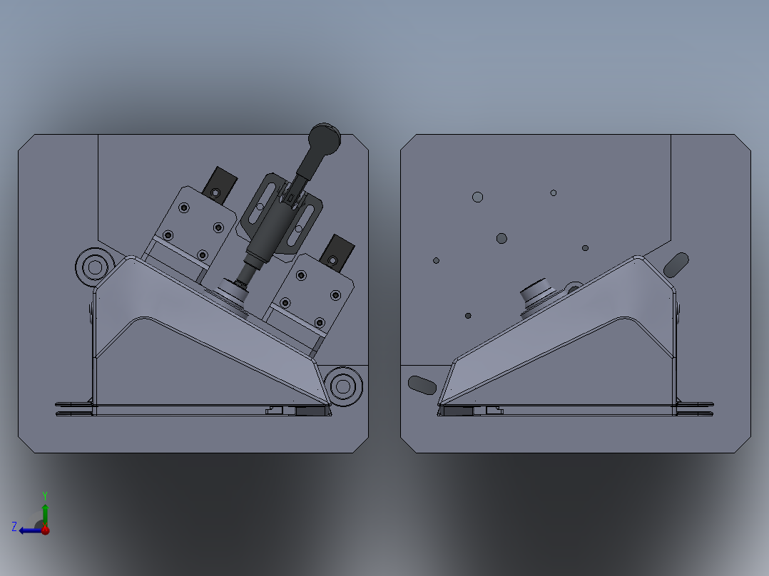 控制面板组件 左侧右侧装配夹具右视图