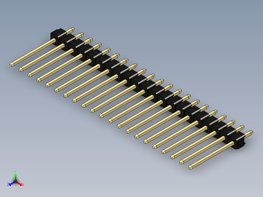 彩色公头100mil（2.54mm）系列-DS1021_black_1x21p_100mil_Type5_rev1.0主视图