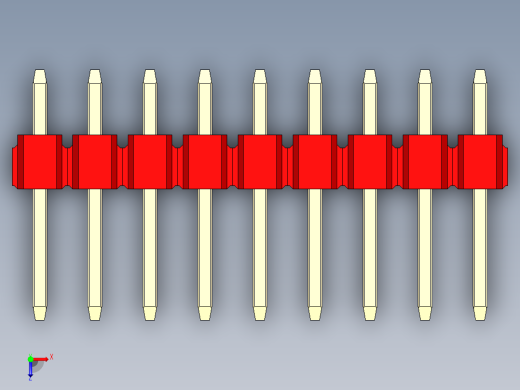 彩色公头100mil（2.54mm）系列-DS1021_red_1x09p_100mil_Type1_rev1.0俯视缩略图