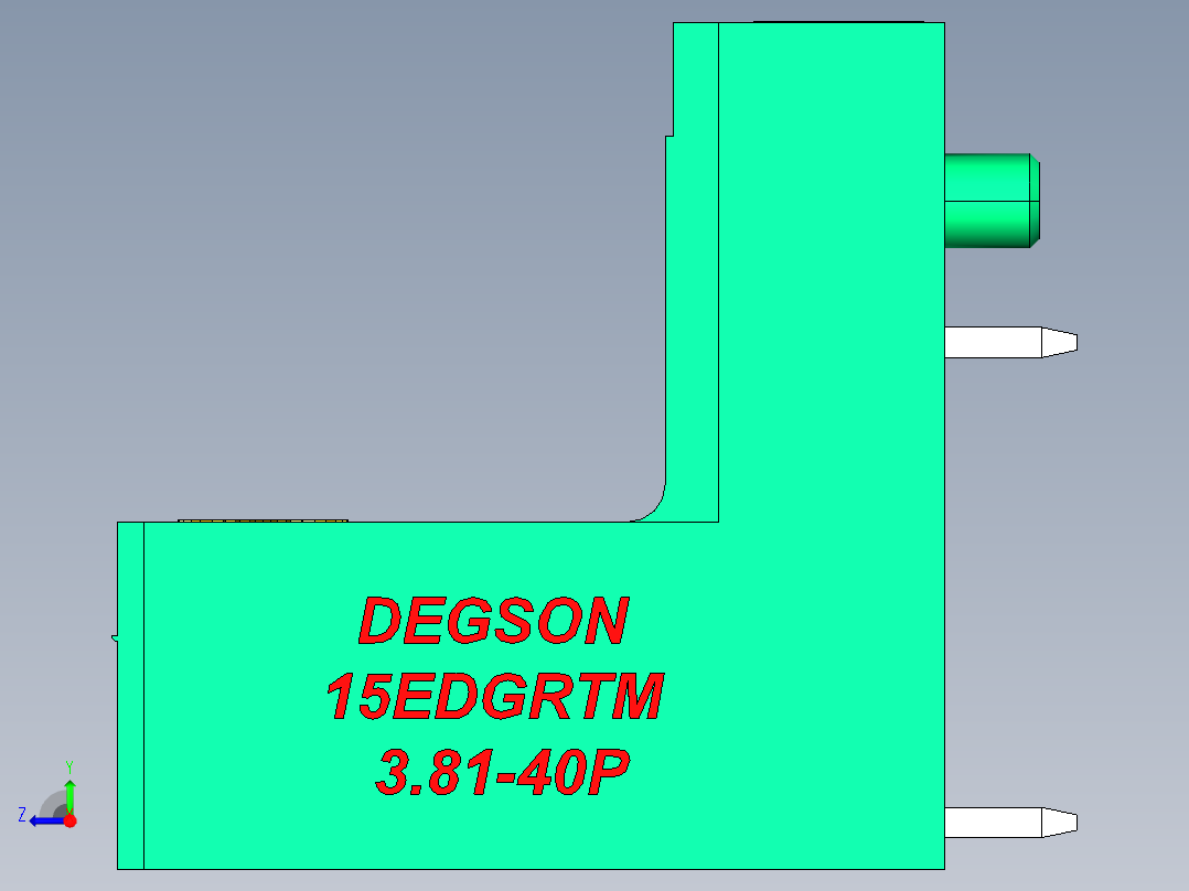 DEGSON 15EDG（公头） 3.81mm 螺钉锁紧，插拔式接线端子 FullPack-15EDGRTM-3.81-40P-14-00AH右视图