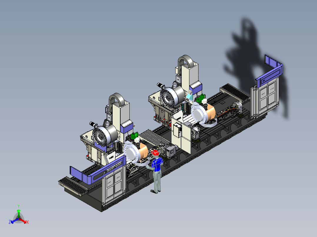 SHY-S6500-动柱立式3+2摆头加工中心正等轴测图