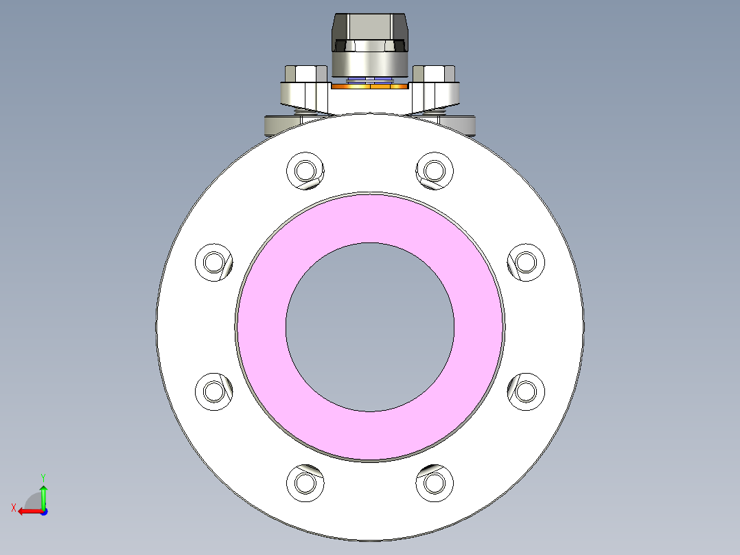 管道手动球阀-水管开关阀-手动阀门User Library-Flange C300DN100后视图