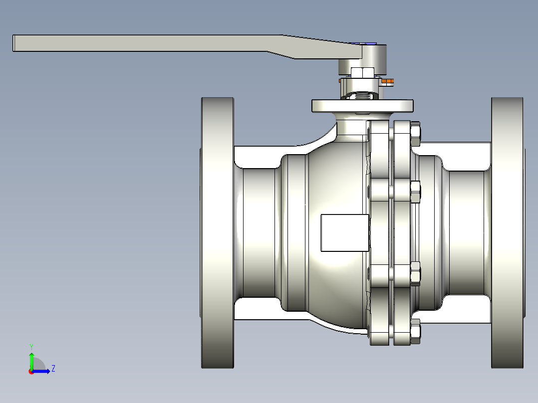 管道手动球阀-水管开关阀-手动阀门User Library-Flange C300DN100左视图