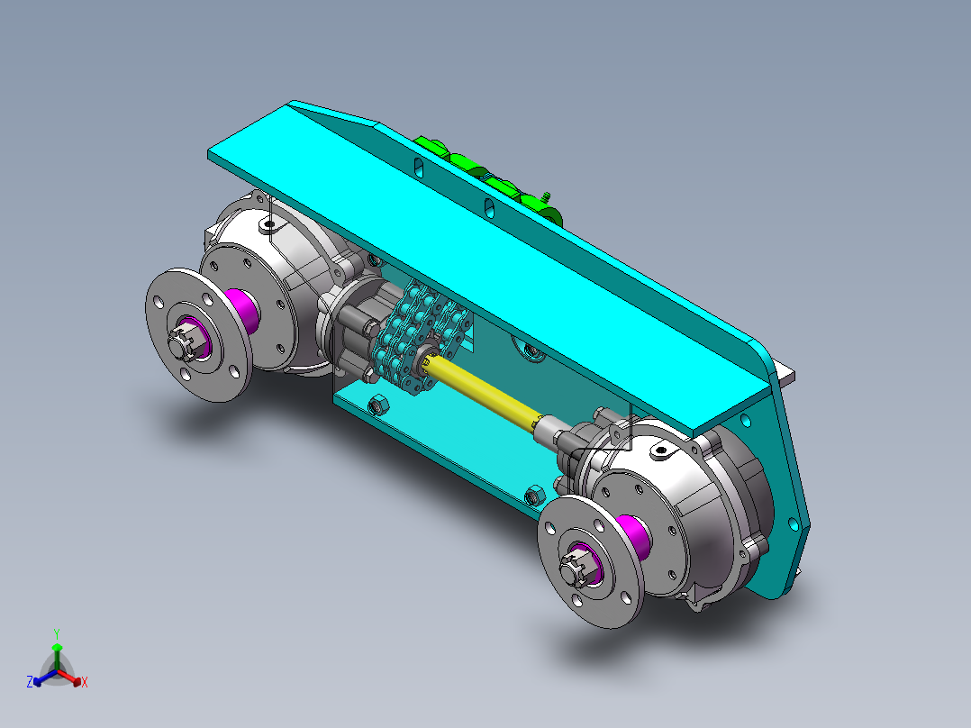 八轮遥控山地车——遥控电动全地形运输车总装正等轴测图