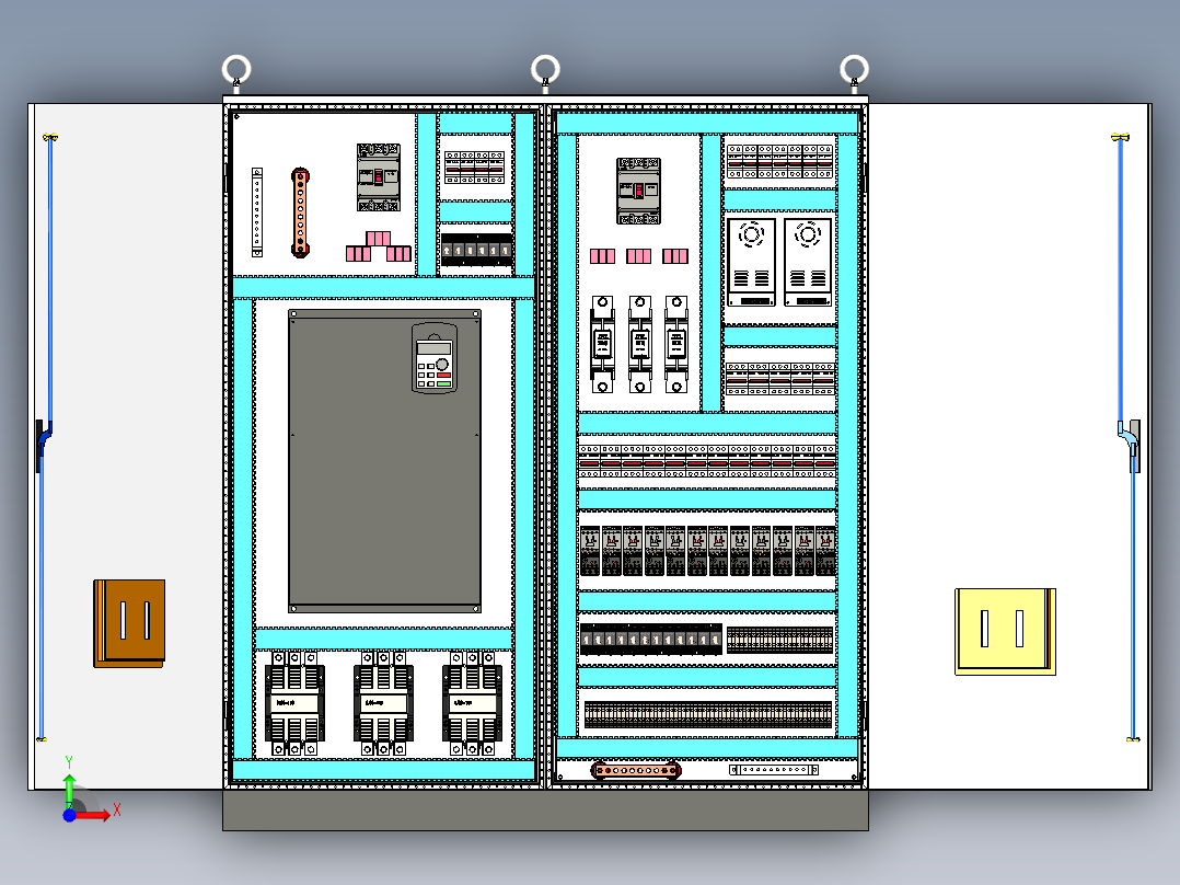 三柜组装变频器星三角消防风机控制柜 56368前视图
