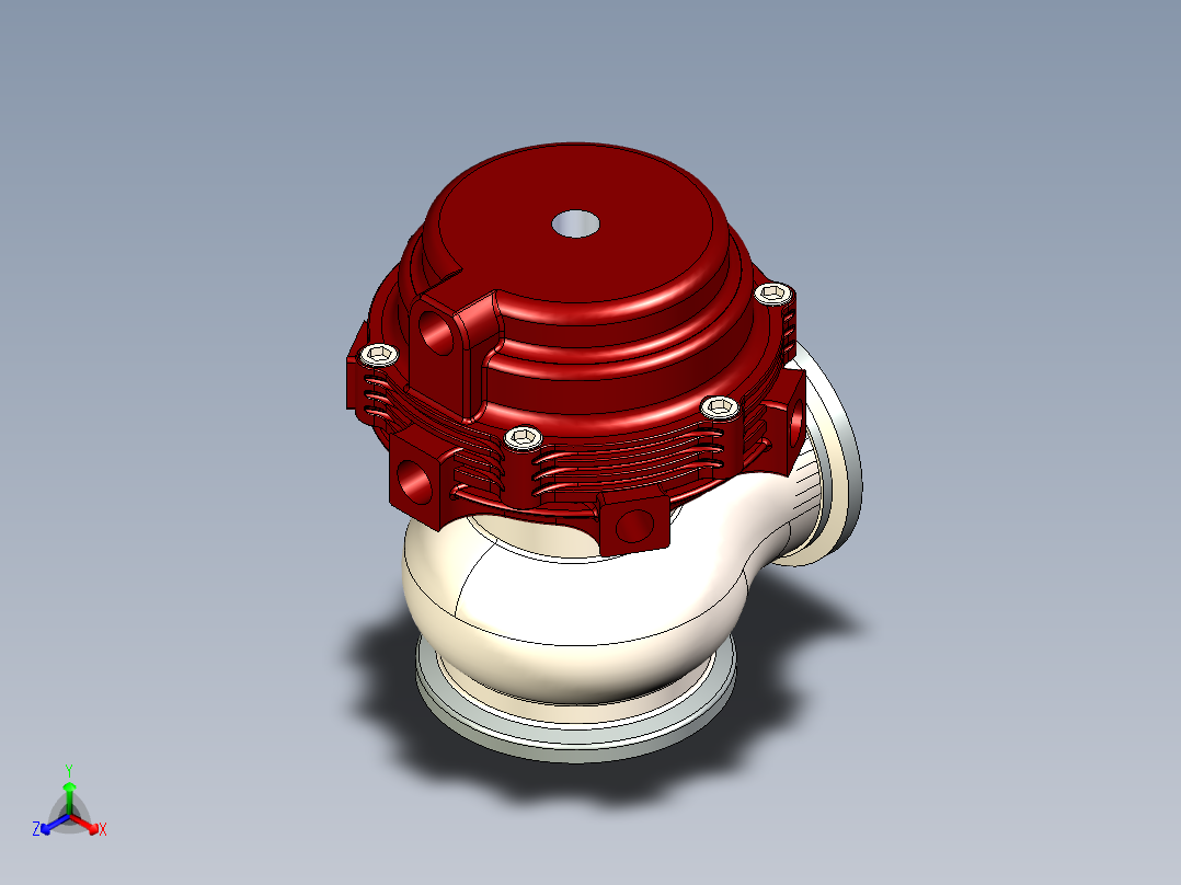 B2005134-38 毫米 MV-S 废气涡轮增压器尾端正等轴测图