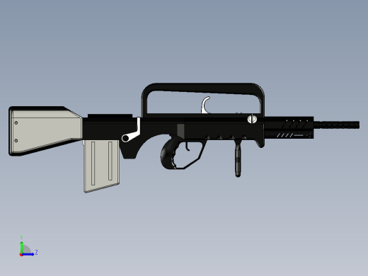 手枪左轮冲锋枪老式狙击步枪设计3D图纸gun-famas CREO X_T SW STP左视缩略图