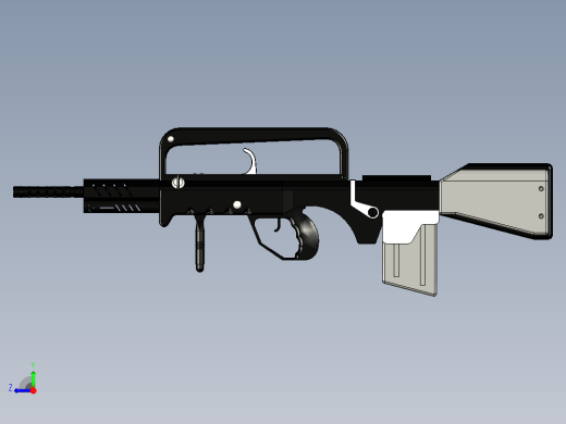 手枪左轮冲锋枪老式狙击步枪设计3D图纸gun-famas CREO X_T SW STP右视缩略图