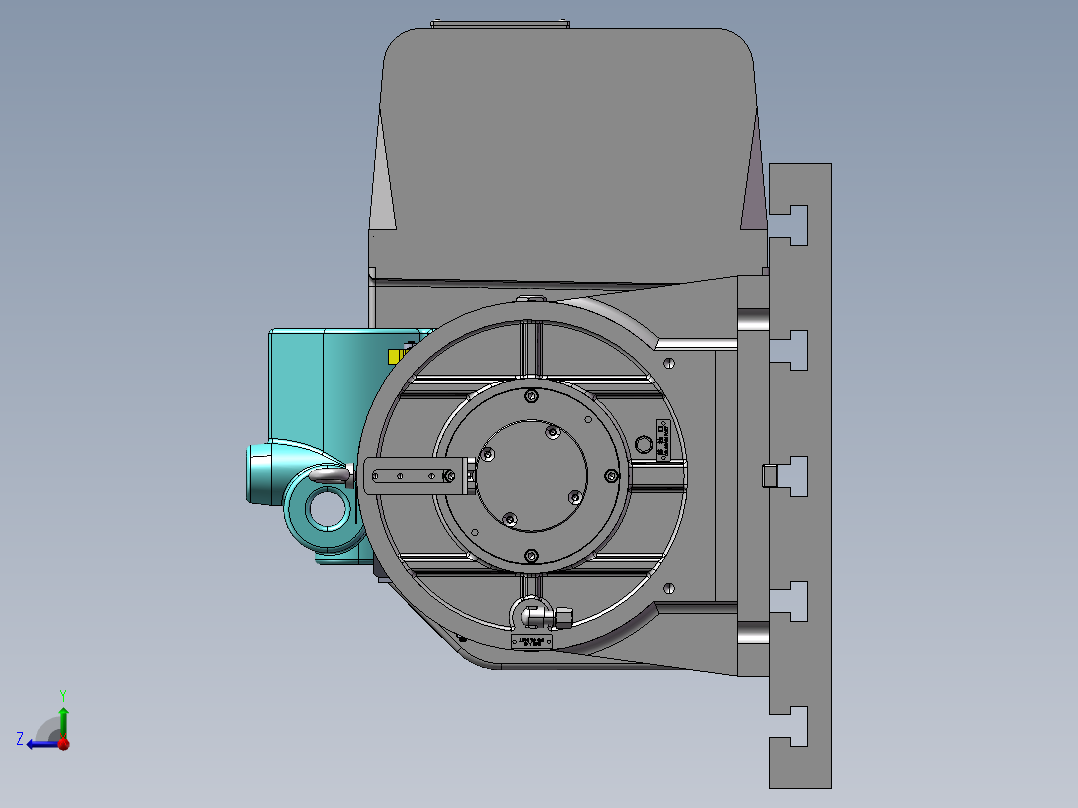 电机安装座四轴开粗夹具右视图