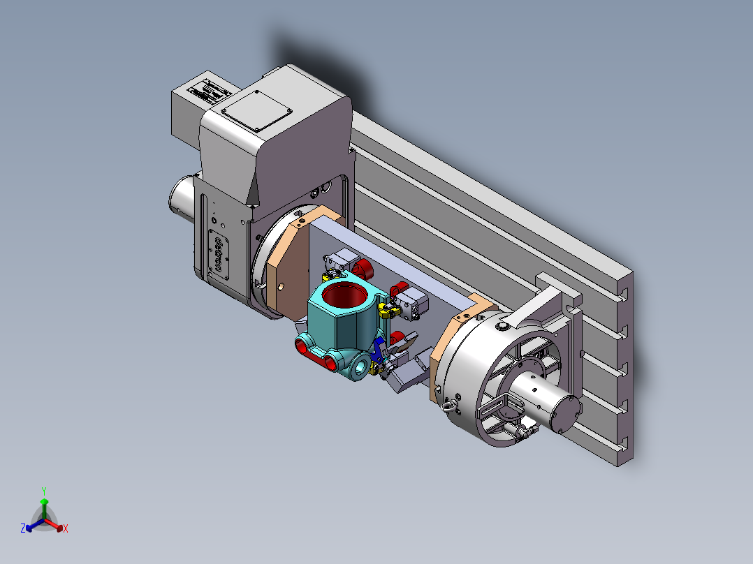 电机安装座四轴开粗夹具正等轴测图