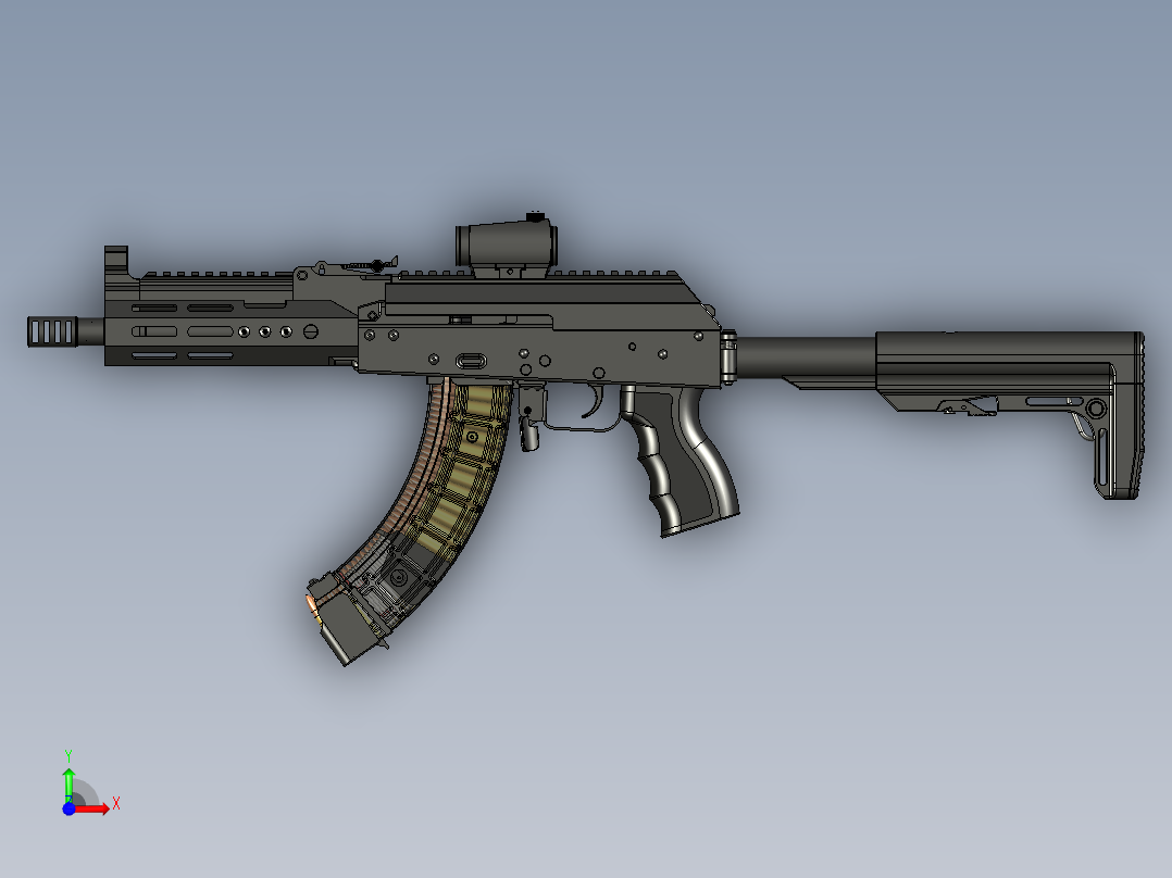 手枪左轮冲锋枪老式狙击步枪设计3D图纸akm-2020-short STP前视图