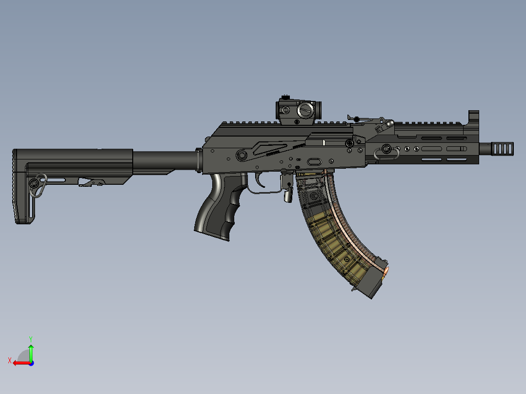 手枪左轮冲锋枪老式狙击步枪设计3D图纸akm-2020-short STP后视图