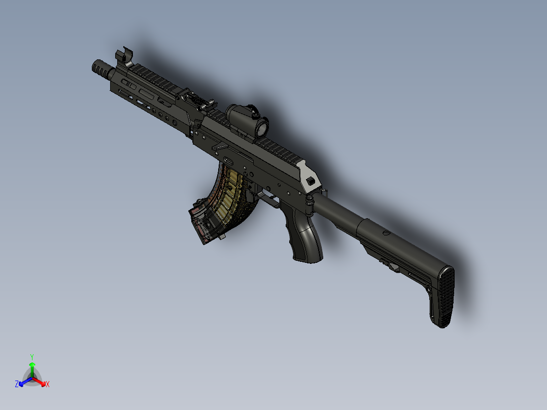 手枪左轮冲锋枪老式狙击步枪设计3D图纸akm-2020-short STP正等轴测图