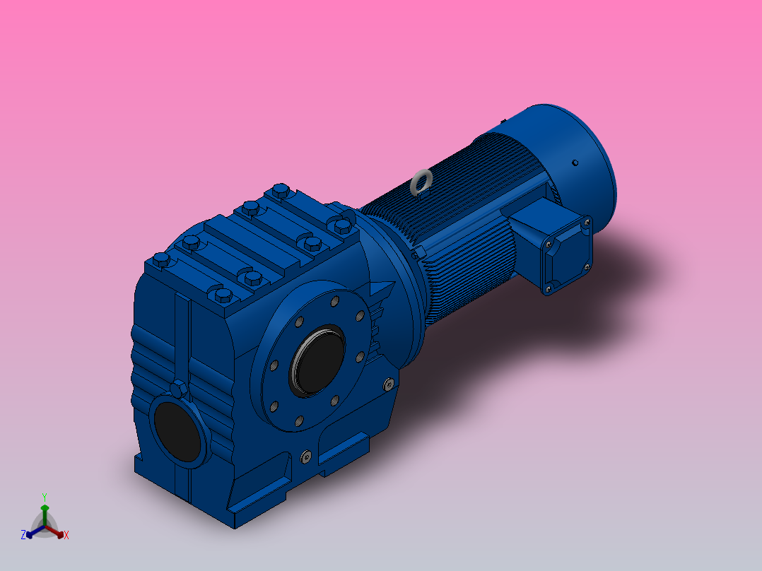 SA87空心轴安装斜齿-蜗轮蜗杆减速机SA87-YVE1.1-4P-166.43-M1-0°-B主视图